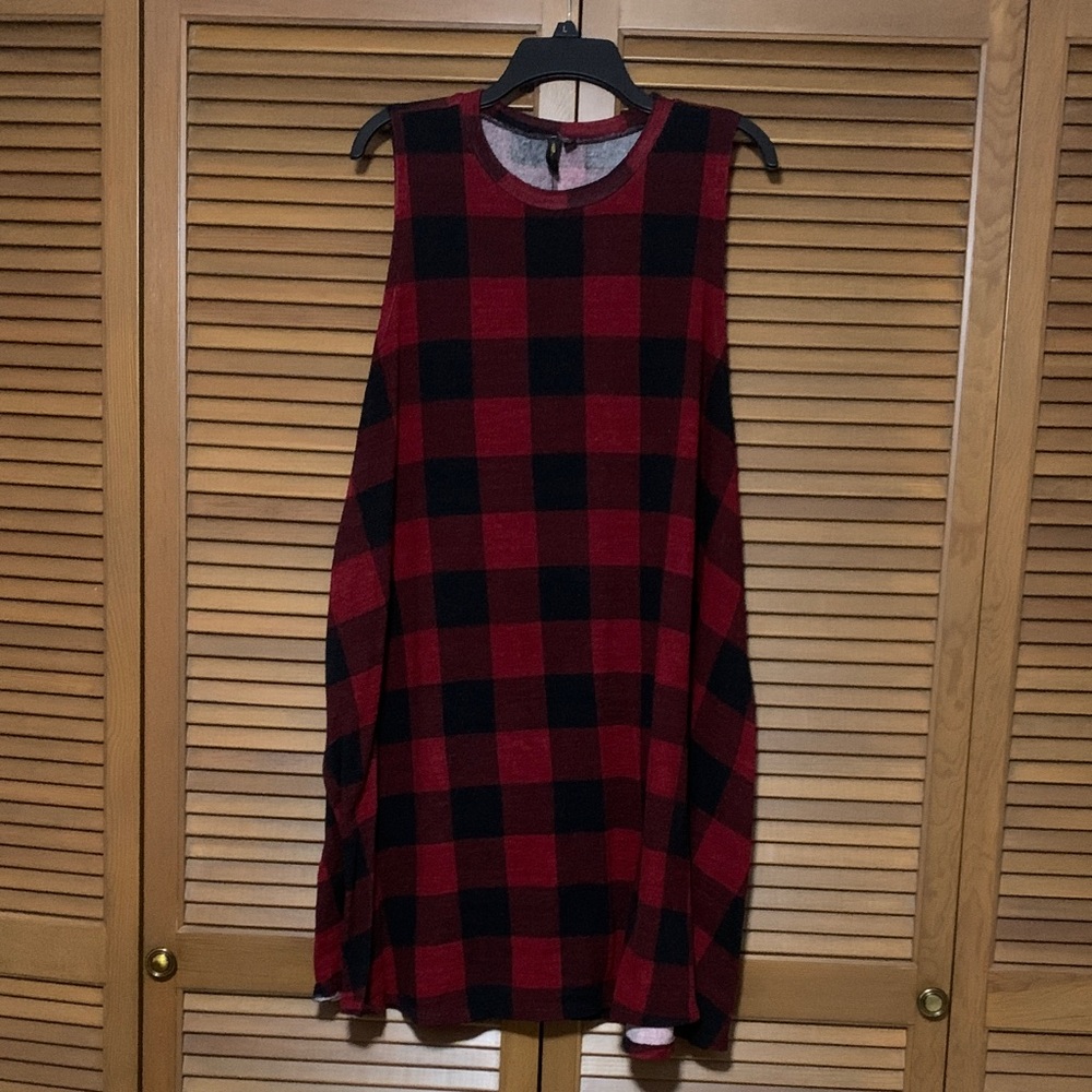 Want and Need Black Plaid Sleeveless Dress 3X